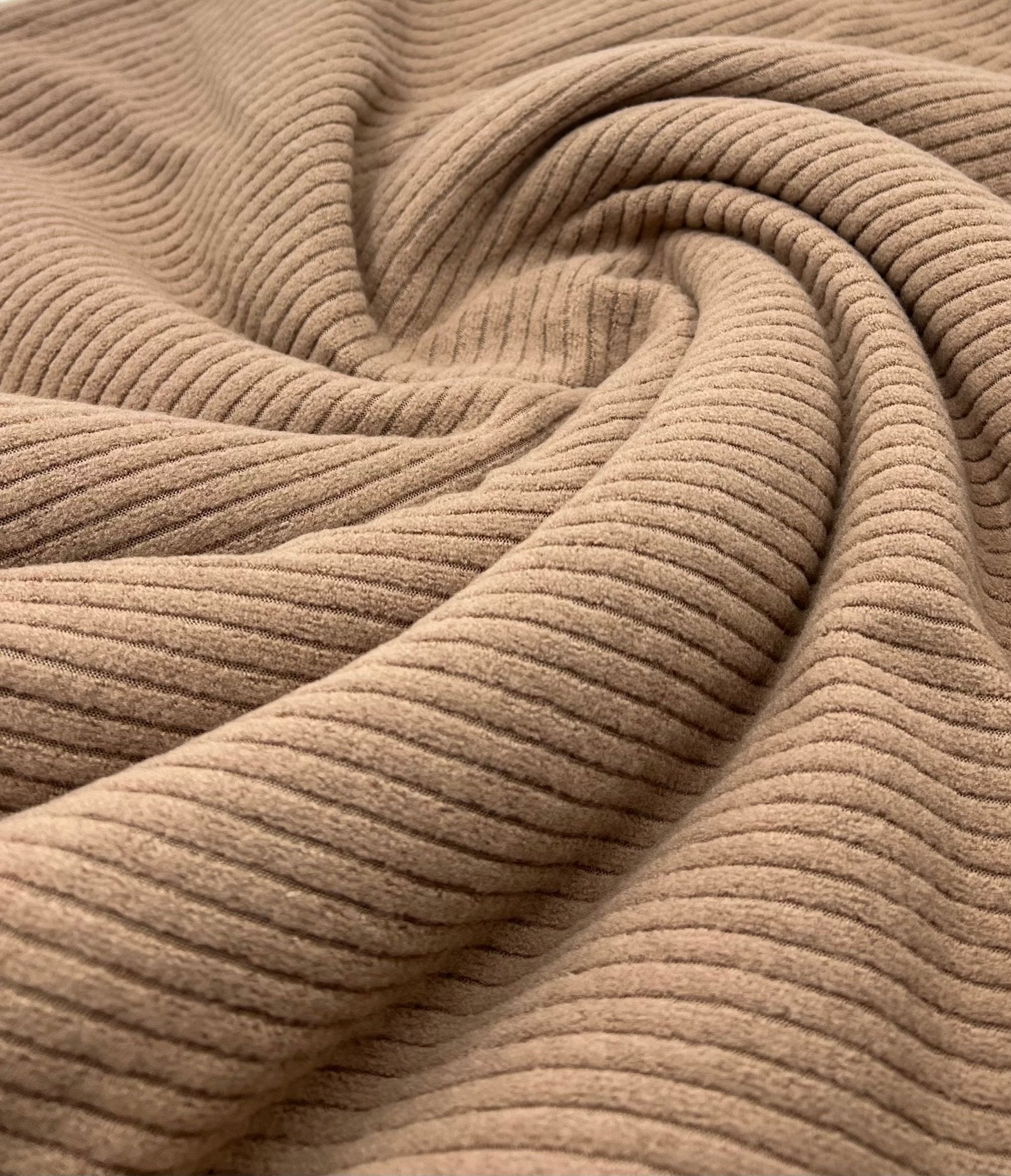 Camel Cosy Wide Rib Stretch Fabric - T9 Fabrics